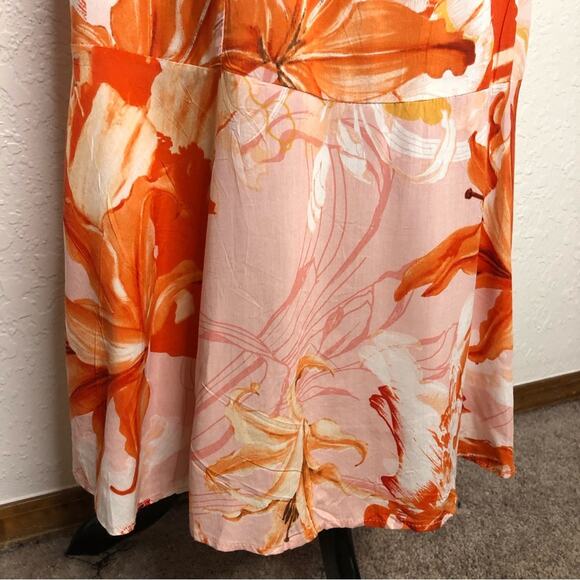 Able the Label Flower Bomb orange floral high low sundress size Medium NWT - Picture 10 of 12